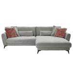 Ecksofa Morranos Chenille Rubia: Grau - Longchair davorstehend rechts - 4 Kissen