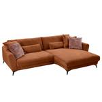 Ecksofa Morranos Chenille Rubia: Terracotta - Longchair davorstehend rechts - 4 Kissen