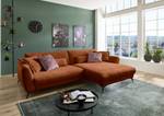 Ecksofa Morranos Chenille Rubia: Terracotta - Longchair davorstehend rechts - 4 Kissen