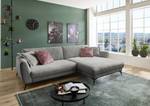 Ecksofa Morranos Chenille Rubia: Grau - Longchair davorstehend rechts - 2 Kissen