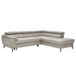 Divano con chaise longue Cartillon Vera pelle Mabel: grigio chiaro - Penisola preimpostata a destra - Poggiatesta regolabile - Funzione letto