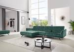 Divano con chaise longue Lethernt Velluto Amata: aqua verde - Longchair preimpostata a sinistra