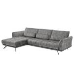 Ecksofa Lethernt mit Longchair Samt Amata: Silber - Longchair davorstehend links