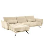 Divano con chaise longue Lethernt Velluto Salina: beige - Longchair preimpostata a sinistra