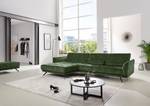 Divano con chaise longue Lethernt Velluto Amata: verde muschio - Longchair preimpostata a sinistra