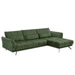 Divano con chaise longue Lethernt Velluto Amata: verde muschio - Longchair preimpostata a destra