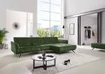 Divano con chaise longue Lethernt Velluto Amata: verde muschio - Longchair preimpostata a destra