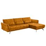 Hoekbank Lethernt met chaise longue Velours Amata: Goud - Longchair vooraanzicht rechts