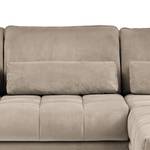 Ecksofa Lethernt mit Longchair Samt Salina: Taupe - Longchair davorstehend rechts