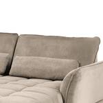 Ecksofa Lethernt mit Longchair Samt Salina: Taupe - Longchair davorstehend rechts