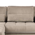 Ecksofa Lethernt mit Longchair Samt Salina: Taupe - Longchair davorstehend links