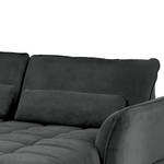 Ecksofa Lethernt mit Longchair Samt Salina: Anthrazit - Longchair davorstehend rechts