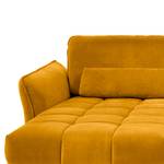 Hoekbank Lethernt met chaise longue Velours Salina: Mosterdgeel - Longchair vooraanzicht links