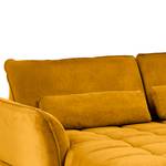 Hoekbank Lethernt met chaise longue Velours Salina: Mosterdgeel - Longchair vooraanzicht links