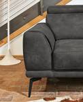 Ecksofa Natele mit Longchair Antiklederlook - Microfaser Staci: Graphit - Longchair davorstehend rechts