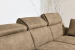 Ecksofa Natele mit Longchair Antiklederlook - Microfaser Staci: Hellbraun - Longchair davorstehend rechts