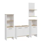 Set di 4 mobili da bagno Ghalia Bianco / Effetto rovere Sonoma