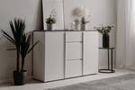 Sideboard Boynam 133 cm Hochglanz Weiß / Stein Dekor