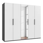 Drehtürenschrank Level36 - 216 cm Typ B Weiß / Graphit - Breite: 250 cm - Mit Spiegeltür/-en