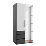 Drehtürenschrank Level36 - 216 cm Typ A Weiß / Graphit - Breite: 100 cm - Mit Spiegeltür/-en