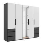 Drehtürenschrank Level36 - 236 cm Typ A Weiß / Graphit - Breite: 250 cm - Mit Spiegeltür/-en