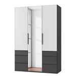 Drehtürenschrank Level36 - 236 cm Typ A Weiß / Graphit - Breite: 150 cm - Mit Spiegeltür/-en