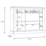 Sideboard Hassri 140 cm Typ B Weißkiefer Dekor / Grau