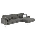 Ecksofa Capiri mit Longchair Cordstoff Coryn: Anthrazit - Longchair davorstehend rechts - Keine Funktion