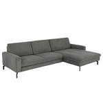 Ecksofa Capiri mit Longchair Cordstoff Coryn: Anthrazit - Longchair davorstehend rechts - Keine Funktion