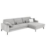 Ecksofa Capiri mit Longchair Cordstoff Coryn: Grau - Longchair davorstehend rechts - Relaxfunktion