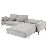 Ecksofa Capiri mit Longchair Cordstoff Coryn: Grau - Longchair davorstehend rechts - Relaxfunktion