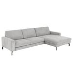 Ecksofa Capiri mit Longchair Cordstoff Coryn: Grau - Longchair davorstehend rechts - Relaxfunktion