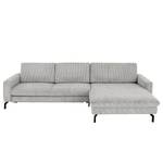 Ecksofa Capiri mit Longchair Cordstoff Coryn: Grau - Longchair davorstehend rechts - Relaxfunktion