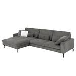 Hoekbank Capiri met chaise longue Corduroy Coryn: Antracietkleurig - Longchair vooraanzicht links - Geen functie