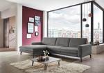 Ecksofa Capiri mit Longchair Cordstoff Coryn: Anthrazit - Longchair davorstehend links - Keine Funktion