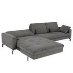 Ecksofa Capiri mit Longchair Cordstoff Coryn: Anthrazit - Longchair davorstehend links - Keine Funktion