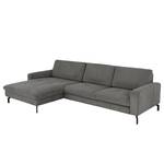 Ecksofa Capiri mit Longchair Cordstoff Coryn: Anthrazit - Longchair davorstehend links - Keine Funktion