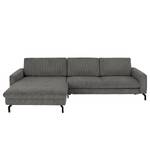 Ecksofa Capiri mit Longchair Cordstoff Coryn: Anthrazit - Longchair davorstehend links - Keine Funktion