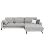 Ecksofa Capiri mit Longchair Cordstoff Coryn: Grau - Longchair davorstehend rechts - Keine Funktion