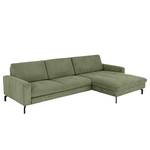 Hoekbank Capiri met chaise longue Corduroy Coryn: Bos groen - Longchair vooraanzicht rechts - Relaxfunctie