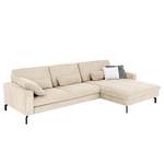 Ecksofa Capiri mit Longchair Cordstoff Coryn: Beige - Longchair davorstehend rechts - Relaxfunktion