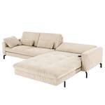 Ecksofa Capiri mit Longchair Cordstoff Coryn: Beige - Longchair davorstehend rechts - Relaxfunktion