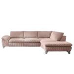 Ecksofa Corintia mit Ottomane Cordstoff Coryn: Altrosa - Ottomane davorstehend rechts - Keine Funktion - Metall