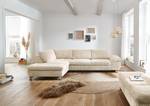 Ecksofa Corintia mit Ottomane Cordstoff Coryn: Beige - Ottomane davorstehend links - Keine Funktion - Metall