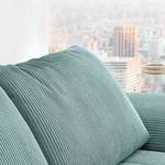 Ecksofa Corintia mit Ottomane Cordstoff Coryn: Hellblau - Ottomane davorstehend links - Keine Funktion - Eiche