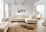 Ecksofa Corintia mit Ottomane Cordstoff Coryn: Beige - Ottomane davorstehend rechts - Keine Funktion - Eiche