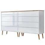 Sideboard Mart 158 cm - Holzfüße Typ A Hochglanz Weiß / Eiche Artisan Dekor