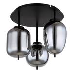 Plafondlamp Blacky ijzer/rookglas - 3 lichtbronnen - Zwart