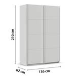 Schwebetürenschrank Quadra - Uni Seidengrau - Breite: 136 cm