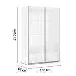 Schwebetürenschrank Quadra - Glasfront Alpinweiß - Breite: 136 cm